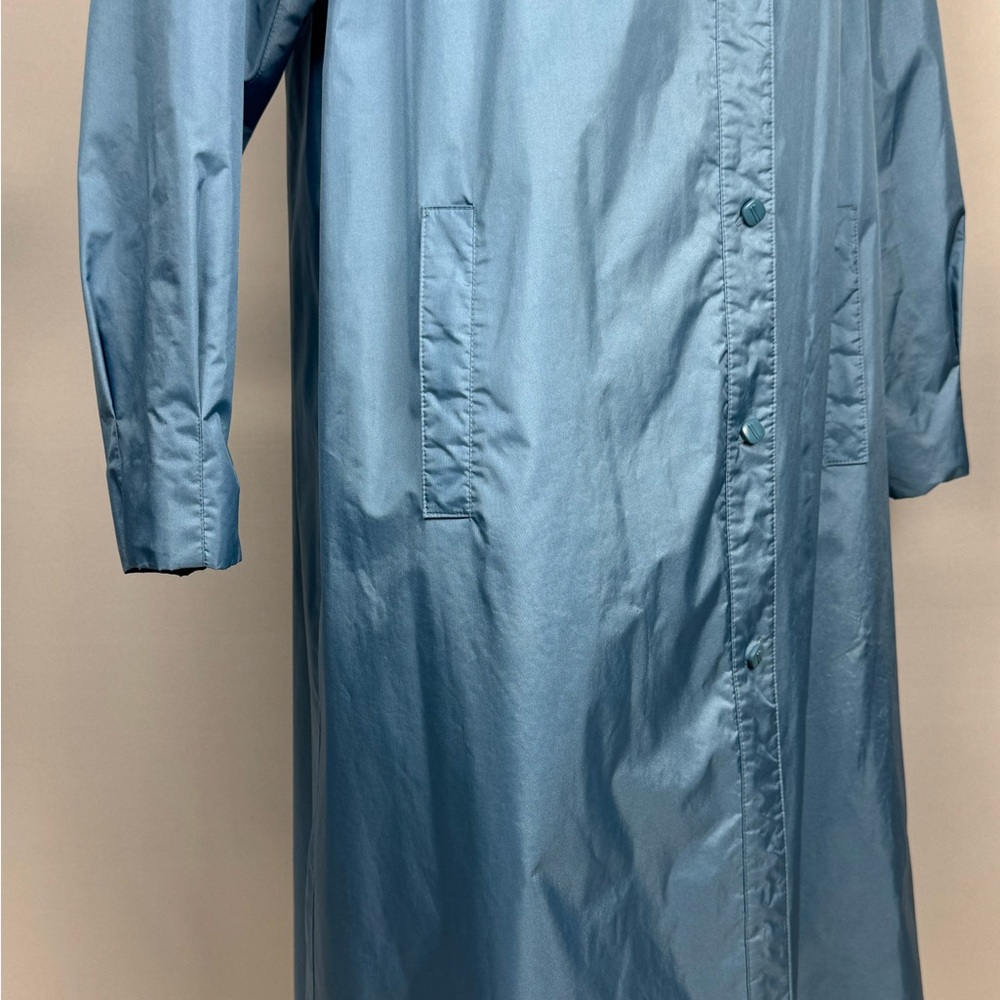 Vintage British Mist Women's Trench Coat Light Blue Lightweight Pockets Size 16 - Picture 4 of 12